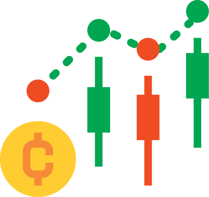 Trading candle graph  flat clipart png.